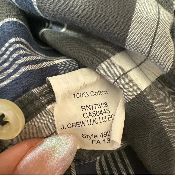 JCrew Plaid  Button Down Longsleeve Shirt Blue Gray Mens Size S - Picture 7 of 8